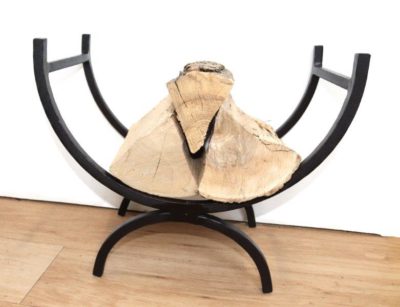 Semi-Circle-Log-Holder-in-satin-black W:46cm x H:37.5