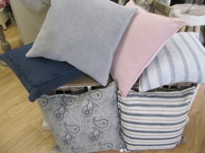 Luxury 100% Cotton Feather filled cushions in various colours with removable cover.