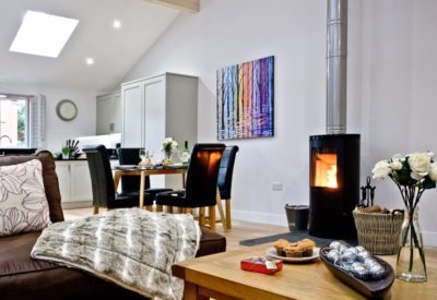 The 5-star luxury ‘Oak Lodge’ with a Lysa Elipse 5 Wood Burning Stove at South View Holiday Lodges.